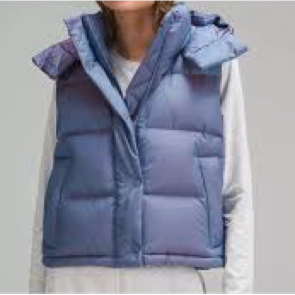 Lululemon Iridescent Blue Wunder Puff Cropped Vest size 6